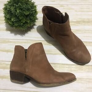 Lucky Brand Brown Leather Side Zipper Women’s Size 7 Western Comfort Classic‎